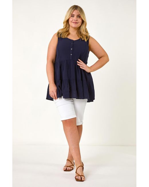 Roman Curve Blue Lace Detail Vest Top