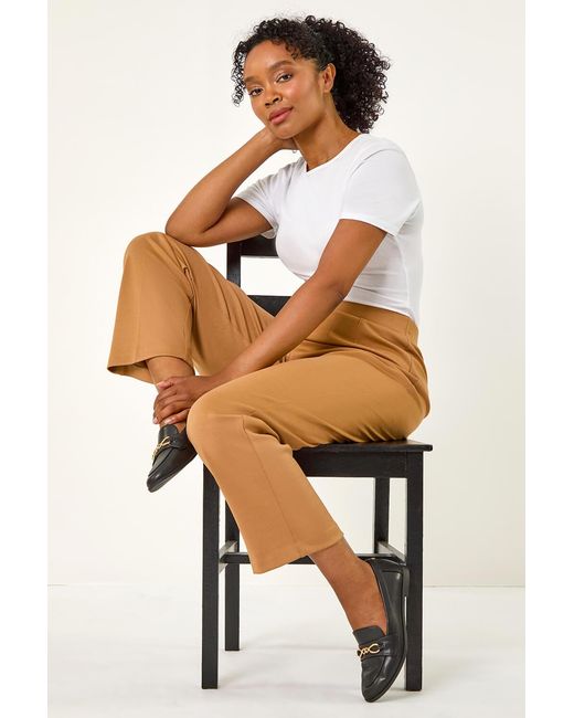 Roman Petite Natural Straight Leg Ponte Stretch Trouser