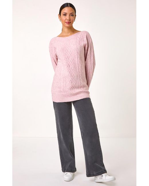 Roman Pink Sequin Cable Knit Jumper