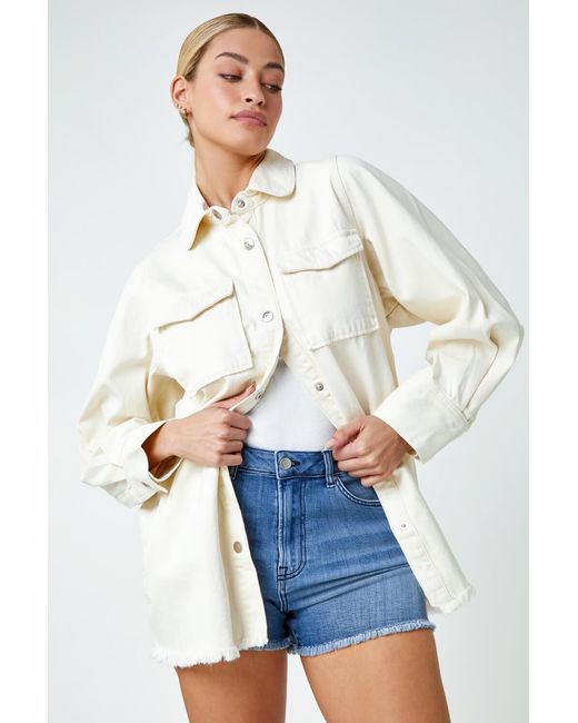 D.u.s.k Blue Raw Hem Shirt Jacket