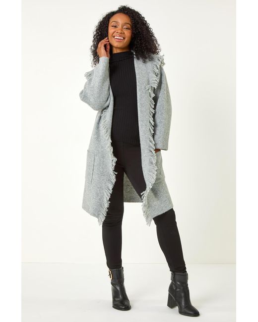 Roman Petite Gray Tassel Pocket Detail Cardigan
