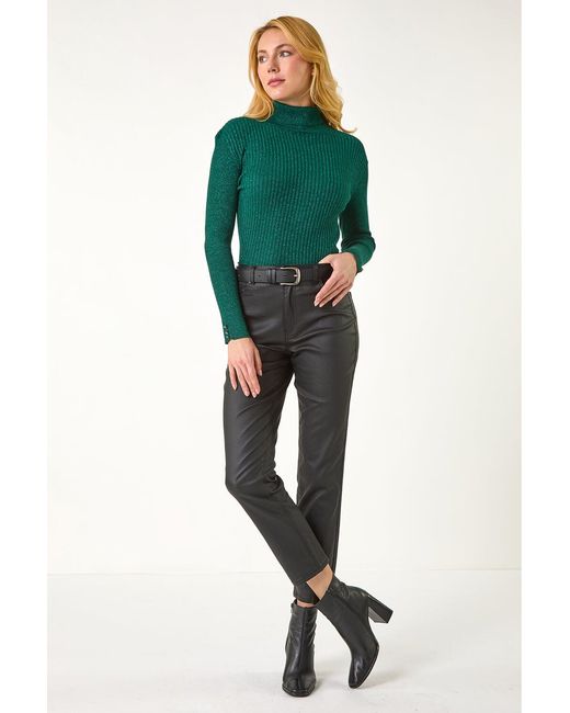D.u.s.k Green Stripe Turtle Neck Knit Jumper