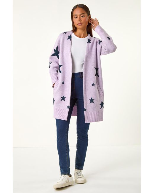 Roman Petite Blue Metallic Star Pocket Cardigan