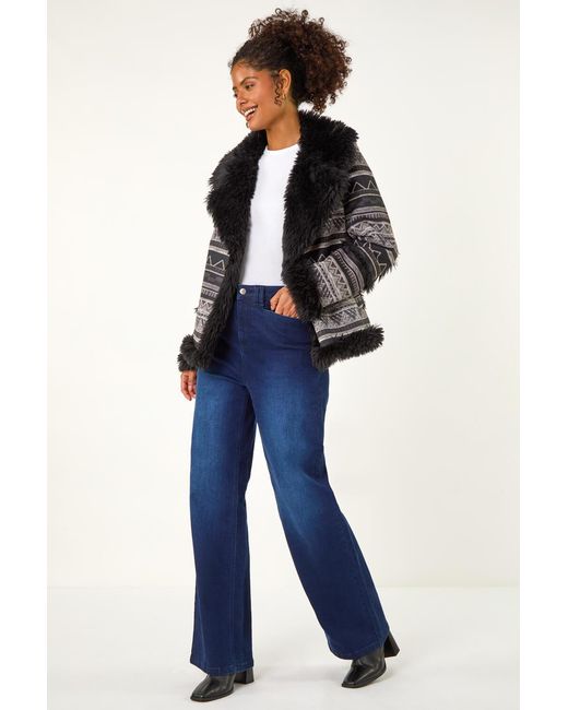 D.u.s.k Black Faux Fur Jaquard Aviator
