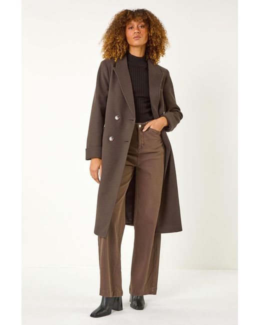Roman Brown Belted Double Breasted Coat