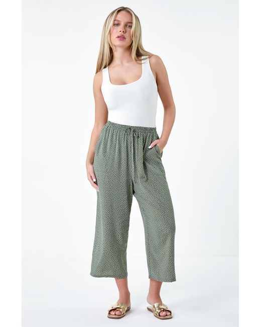 Roman Petite Green Spot Print Stretch Culottes