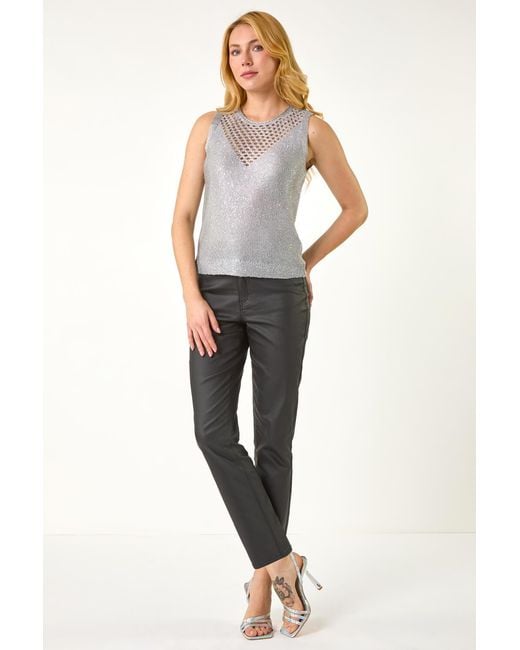 D.u.s.k Gray Metallic Cut Out Knitted Vest