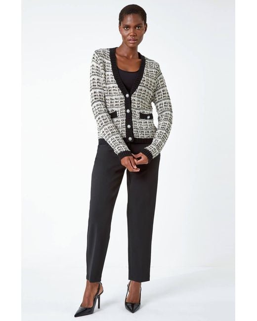Roman Gray Cotton Blend Boucle Button Cardigan