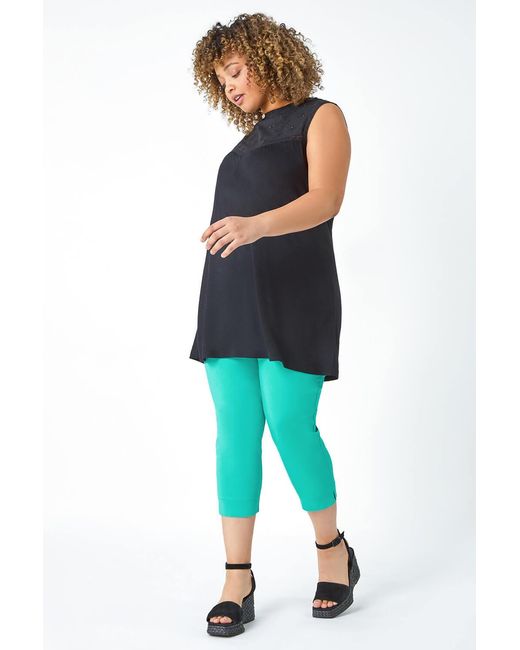 Roman Curve Blue Cropped Stretch Trouser
