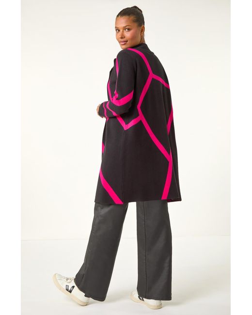 Roman Multicolor Patterned Long-Line Cardigan