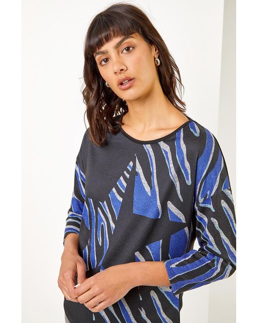 Roman Blue Star Print Stretch Jersey Top