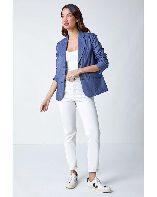 Roman Blue Denim Stretch Blazer