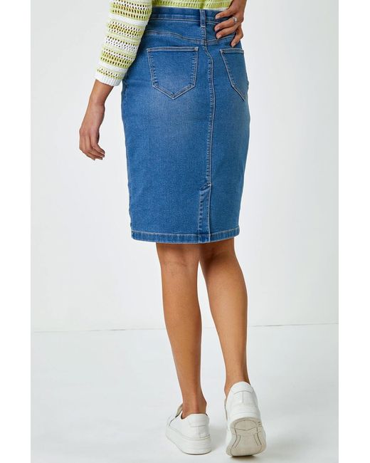 Roman Blue Cotton Stretch Skirt