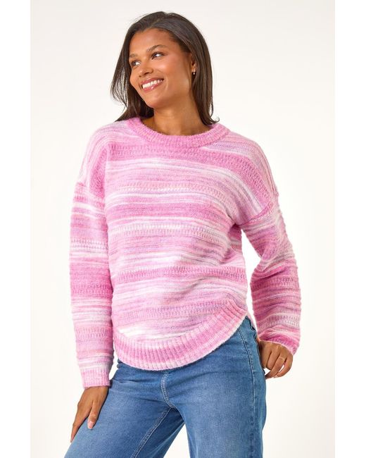 Roman Blue Spacedye Curved Hem Jumper