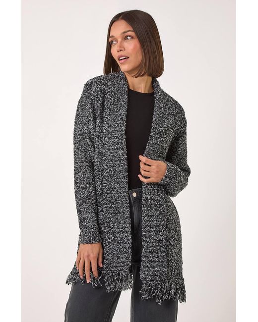 Roman Black Textured Fringe Cardigan