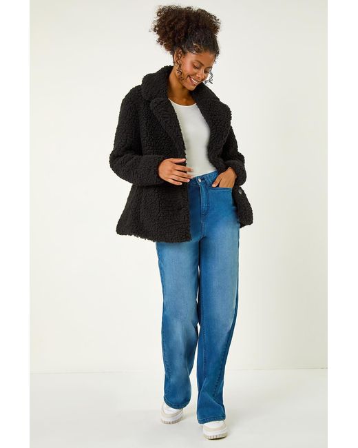 D.u.s.k Blue Textured Borg Pocket Short Coat