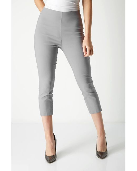 Roman Gray Cropped Stretch Holiday Capri Trousers