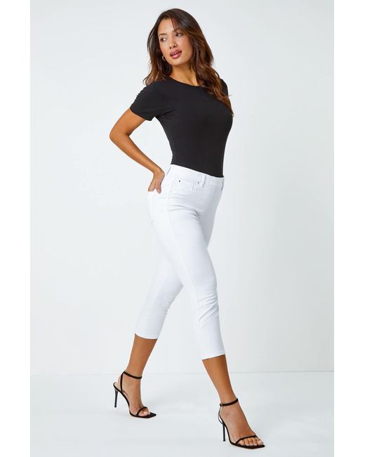Roman White Cropped Stretch Denim Jegging
