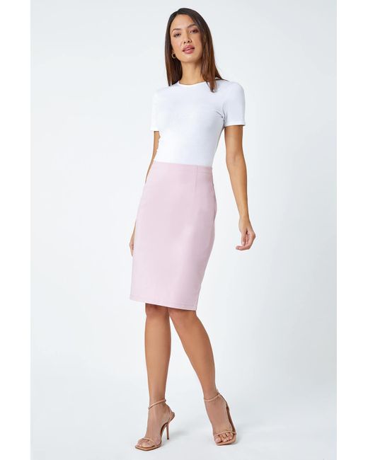 Roman Pink Pull On Stretch Pencil Skirt