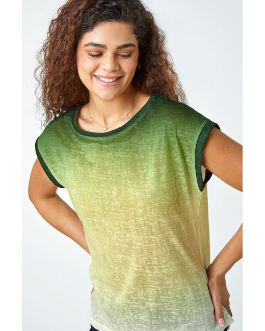 Roman Green Ombre Print Stretch T-shirt