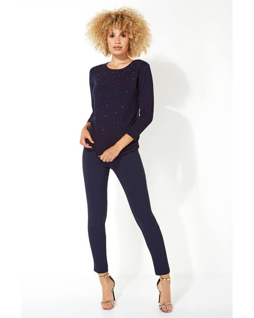 Roman Blue Diamante Studded Jumper