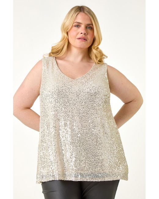 Roman Curve White Sequin V-Neck Stretch Vest