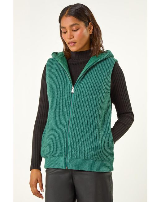 Roman Green Reversible Hooded Knit Gilet