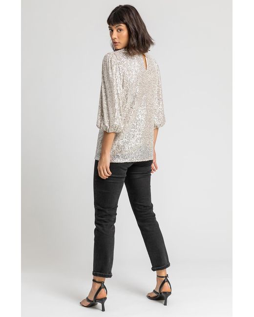 D.u.s.k Metallic Sequin Keyhole Neck Top