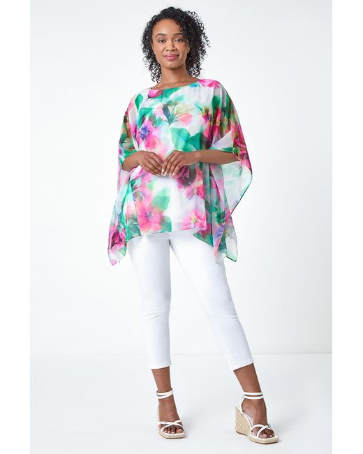 Roman Petite Pink Floral Print Overlay Top