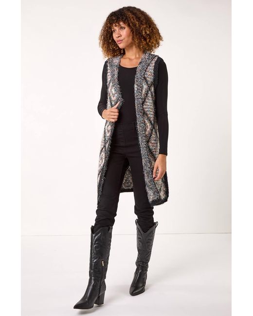 Roman Black Diamond Hooded Knit Gilet