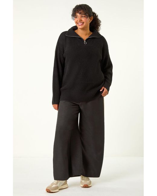 Roman Curve Black Side Stripe Wide Leg Trouser