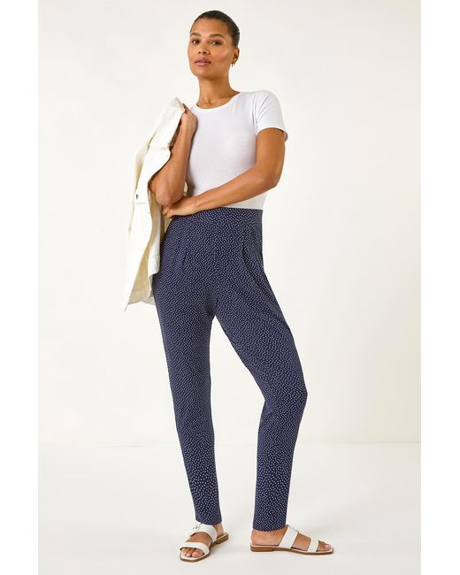 Roman Blue Spot Print Harem Trouser