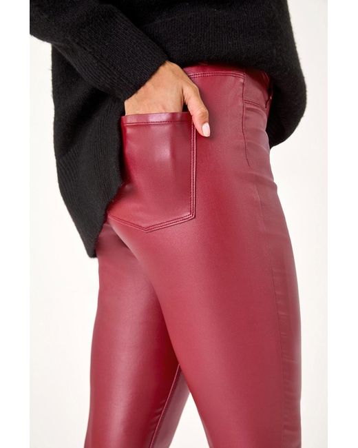 Roman Red Coated Faux Leather Leggings