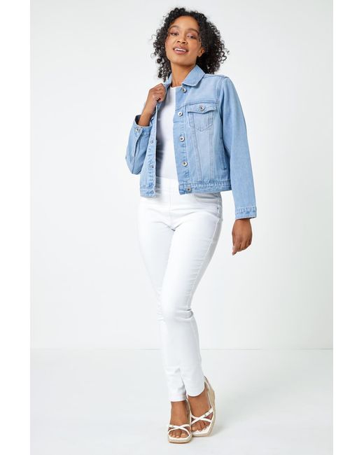 Roman Petite Blue Bleached Denim Jacket