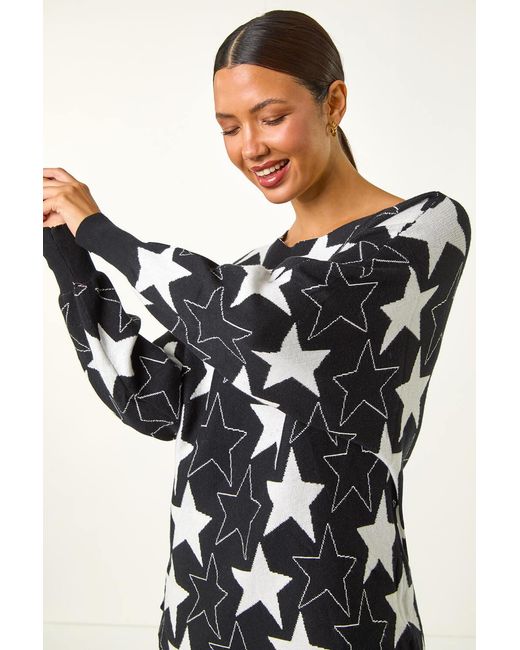Roman Black Star Print Long Sleeve Jumper