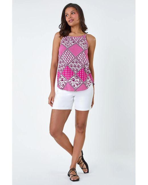 Lilly-and-Hope Pink Patchwork Floral Cami Top