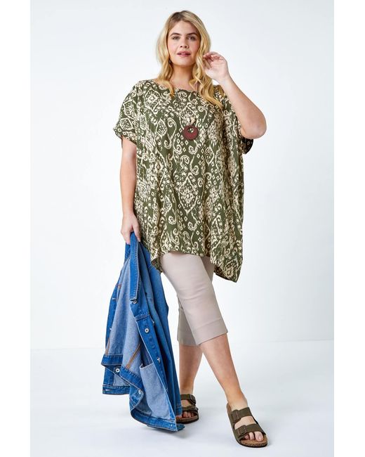 Roman Curve White Paisley Print Necklace Top