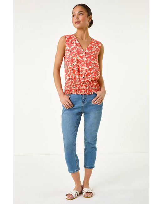 Roman Petite Ditsy Shirred Blouson Top