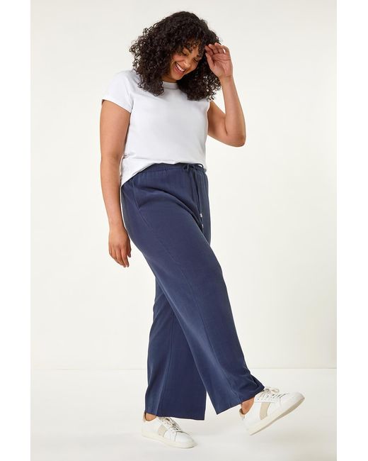 Roman Curve Blue Linen Mix Trousers
