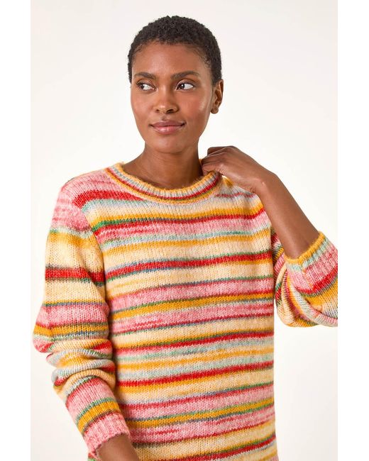 Roman Orange Wool Blend Striped Stretch Jumper