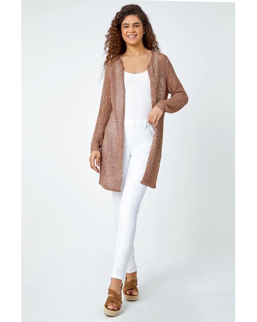 Roman Multicolor Sequin Knit Longline Cardigan