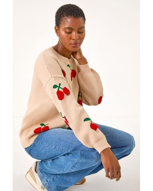 Roman Blue Cherry Patterned Jumper