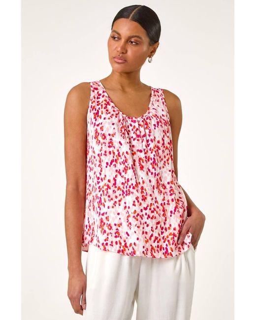 Roman White Abstract Spot Print Button Vest