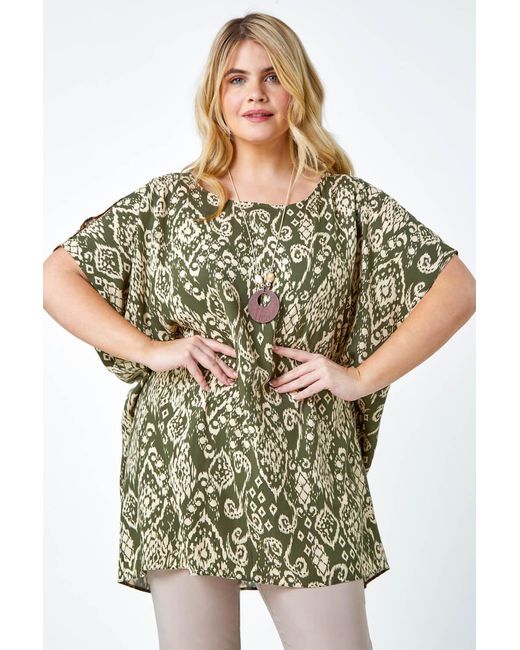 Roman Curve White Paisley Print Necklace Top
