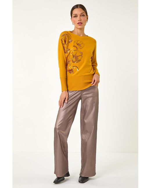 Roman Orange Sequin Floral Knit Jumper