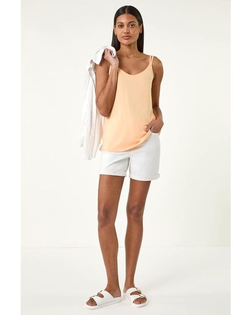 Roman White Double Strap Stretch Vest Top
