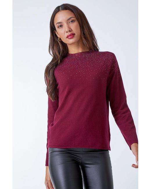Roman Red Diamante Long Sleeve Jumper