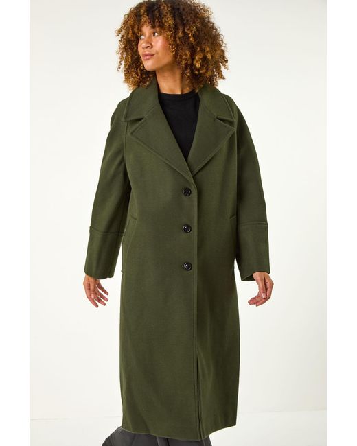 Roman Green Longline Single Breasted Coat
