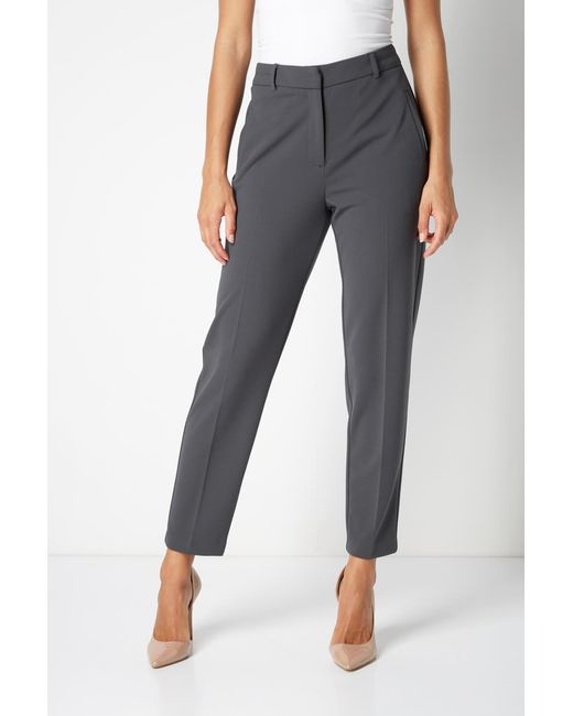 Roman Gray Short Straight Leg Stretch Trouser