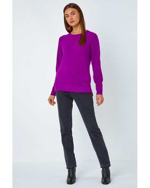 Roman Purple Plain Soft Crew Neck Jumper